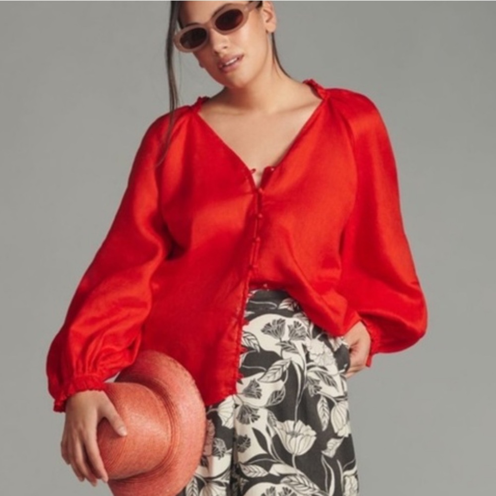 Anthropologie Maeve The‎ Audie Puff-Sleeve Blouse size XS